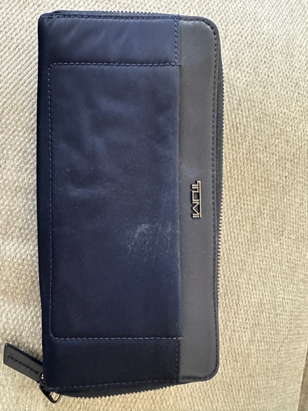 Tumi Navy and Black Zip Wallet